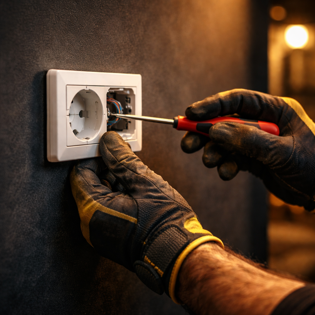 Eletricista profissional trabalhando