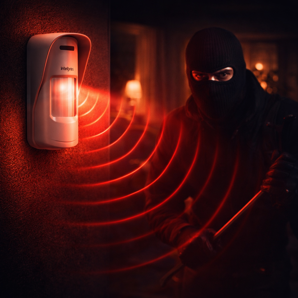Sensor de alarme detectando intruso